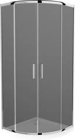 Vane MEXEN/S - Rio štvrťkruhový sprchovací kút 80 x 80, grafit, chróm + vanička so sifónom Flat, biela 863-080-080-01-40-4110