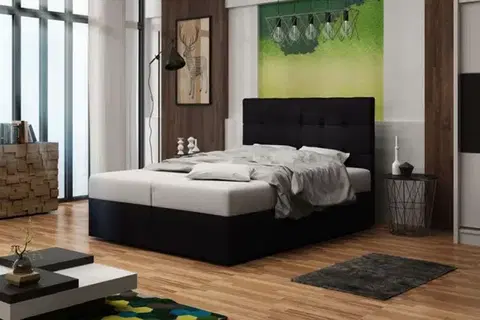 Manželské postele BONEMI 2 čalúnená manželská posteľ 180 x 200 cm, čierna COSMIC 100