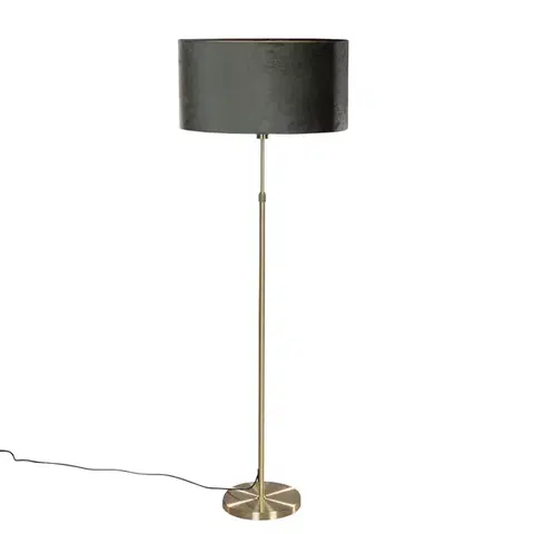 Stojace lampy Stojacia lampa zlatá s oválnym zamatovým tienidlom zelená 50 cm - Parte