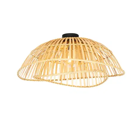 Stropné osvetlenie Orientálne stropné svietidlo čierne s prírodným bambusom 62 cm - Pua