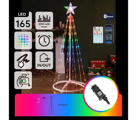 Vianočné dekorácie  B.V.  - LED RGBICW Vonkajšia vianočná dekorácia 165xLED/230V 1,8m IP44 + DO S104033W4