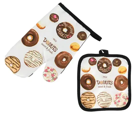 Chňapky MAKRO - Chňapka sada 2ks, rukavica a podložka, DONUTS