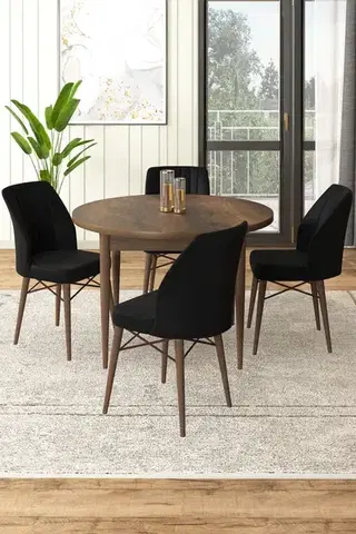 Jedálenské sety Dining Table & Chairs Set (5 Pieces) Rox - Baroque, Black