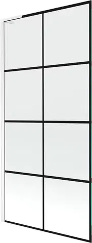 Sprchové dvere MEXEN/S - Next L vaňová zástena FIX 90 x 150, čierna vzor, biela 895-090-000-03-77-20