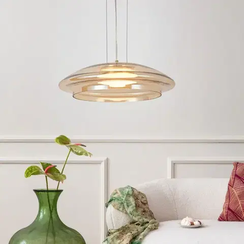 Stropná svetla Lampa wisząca Ombre 34 szklana klosz bursztynowy biały pojedyncza GX53