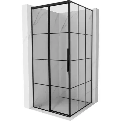Sprchovacie kúty MEXEN/S - Rox sprchovací kút posuvný ľavá 90 x 90, čierna kratka, čierna 8C2-090-090-70-77-L