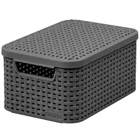 Kúpeľňové doplnky Košík S s vrchnákom Style 6l 205841 tmavošedý