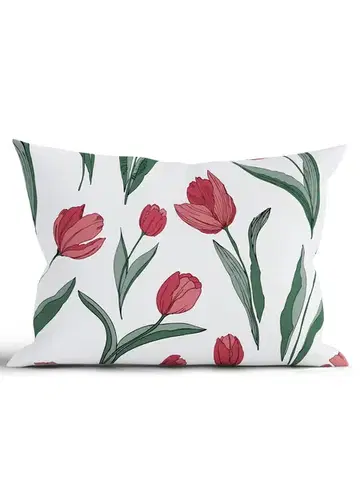 Dekoračné obliečky MKLozkoviny.sk Bavlnená obliečka na vankúš Renforcé 50 × 70 cm – Tulipány-  -