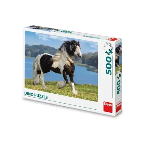 500 dielikov Dino Toys Puzzle Čiernobiely kôň 500 Dino