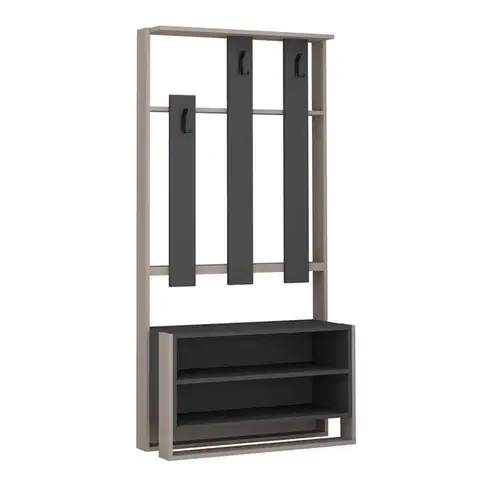 Nemý sluha Nástenný vešiak s botníkom Chester Light Mocha and Anthracite
