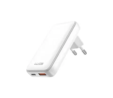 Predlžovacie káble Winner Group - Nabíjací adaptér GaN 1× USB-A + 1× USB-C 30 W biely WINSIGA30CAZA
