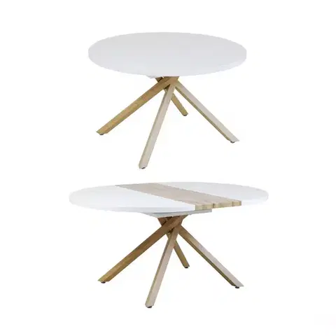 Jedálenské stoly Rozkladací stôl Virgo B10038a-120/160x120cm  biela/prírodný