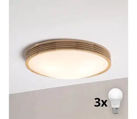 Svietidlá BRILAGI - LED stropné svietidlo CARVALHO MODERN SLIM 3xE27/60W/230V priemer 47,5 cm dub 8590828039426