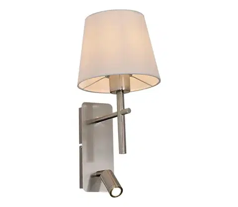 Svietidlá Zuma Line W4106-2SN+WH-LED Nástenné svietidlo LUNA 1xE27/40W/230V + LED/2,5W chróm/biela W4106-2SN+WH