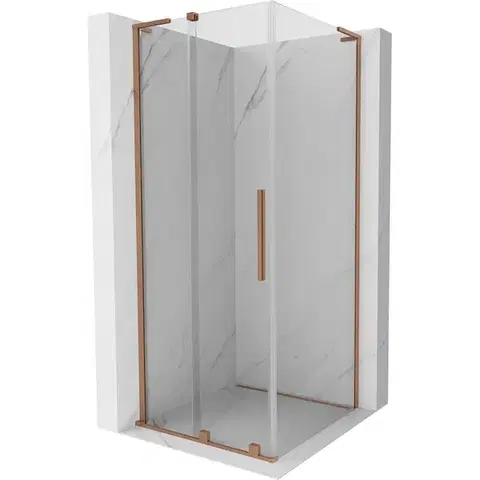 Sprchovacie kúty MEXEN/S - Velar L sprchovací kút, posuvné dvere 110 x 110, transparent, meď kartáčovaná 871-110-110-03-65