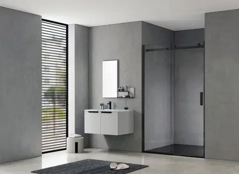 Sprchovacie kúty HOPA - Sprchové dvere BELVER BLACK - Farba rámu - Čierna, Rozmer A - 120 cm, Smer zatvárania - Univerzálny Ľavé / Pravé, Výplň - Číre bezpečnostné sklo - 8 mm BCBELV12BCN