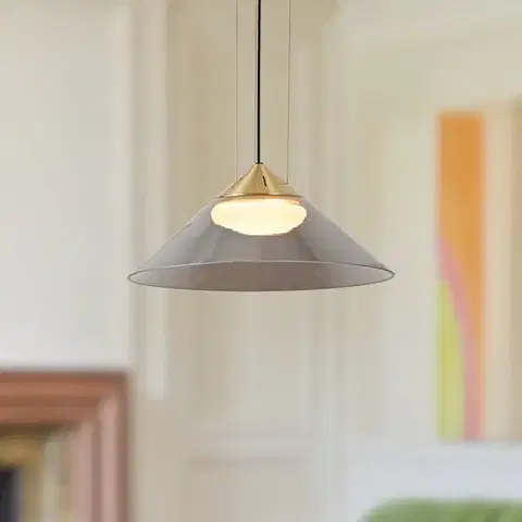 Stropná svetla Lampa wisząca Presto 34 szklana złota z kloszem dymionym nad stół GX53