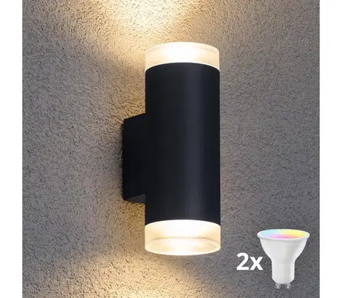 Svietidlá BRILAGI - LED RGBW vonkajšie nástenné svietidlo MATERA 2xGU10/4,8W/230V antracit IP54 BG0979+2xAI2382