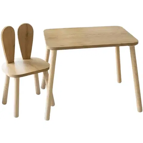 Ostatné detské dekorácie Detská súprava stolíka a stoličky Bunny One Chair Set - Brown