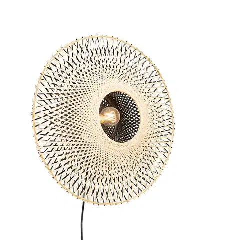 Nástenné osvetlenie Orientálna nástenná lampa bambus 50 cm so zástrčkou - Rina