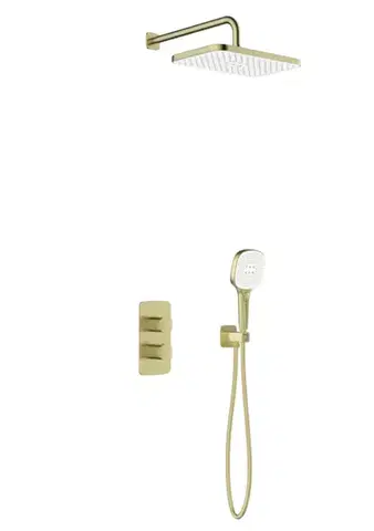 Kúpeľňové batérie KFA KFA - Malaga sprchový set, termostatický, podomietkový, PVD brushed gold 5759-501-31