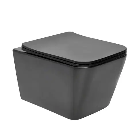 Záchody Wc závesné SAT Infinitio vrátane dosky softclose, čierna mat, zadný odpad SATINF012SREXPBKM SATINF012SREXPBKM