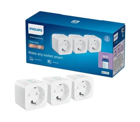 Predlžovacie káble Philips Smart Philips - Sada 3× inteligentných zásuviek SCHUKO 2300 W Wi‑Fi 8721103161246