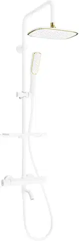 Kúpeľňové batérie MEXEN/S - KT49-VAŇOVÁ SÚPRAVA S TERMOSTATICKOU BATÉRIOU-SPRCHA, BIELA/ ZLATO 779004993-25