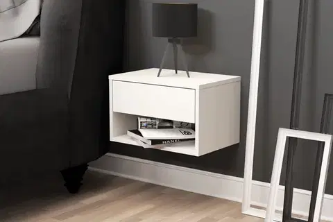 Nočné stolíky CAMILA závesný nočný stolík, biela