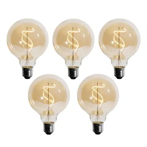 LED osvetlenie Sada 5 ks E27 Stmievateľná LED žiarovka so špirálovým vláknom G95 4W 270lm 2700K