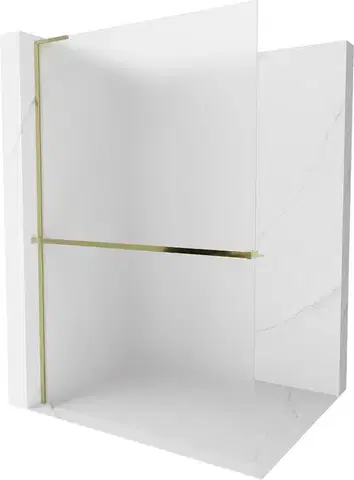Sprchové dvere MEXEN/S - Kioto+ L Sprchová zástena WALK-IN s poličkou a držiakom uterákov 90 x 200, dekor, zlatá 800-090-123-50-30