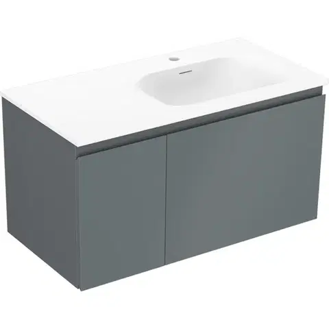 Kúpeľňový nábytok MEXEN/S - Orio kúpeľňová skrinka 90 cm s umývadlom Vela pravá, 1S, 1D, grafit mat/biela mat 91A13-09047-3-BBFF66-W23P01