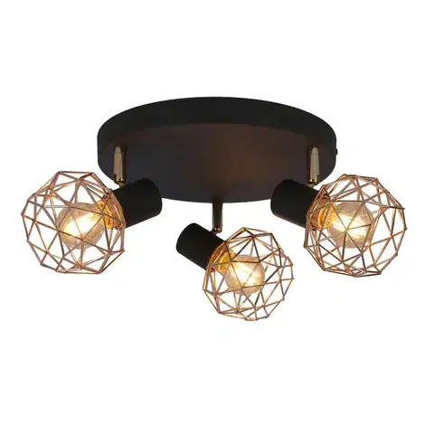 Stropná svetla Stropná lampa, čierna, medené tienidlo, Acrobat