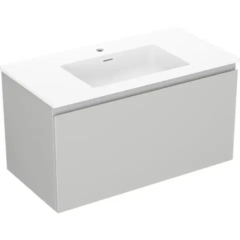 Kúpeľňový nábytok MEXEN/S - Orio kúpeľňová skrinka 90 cm s umývadlom Otis, 1 šuplík, šedá mat/biela mat 91A10-09047-1-BF62-W18M01