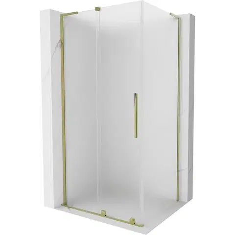 Sprchovacie kúty MEXEN/S - Velar L sprchovací kút, posuvné dvere 90 x 85, dekor, zlato 871-090-085-33-50