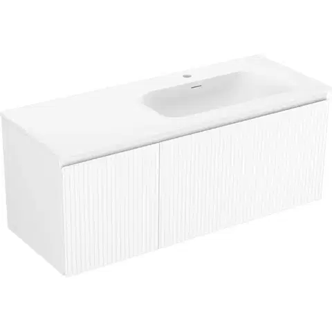 Kúpeľňový nábytok MEXEN/S - Rivel kúpeľňová skrinka 120 cm s umývadlom Vela pravá, 1S, 1D, reliéf, biela mat 91A23-12047-3-BBFF01-W23P01