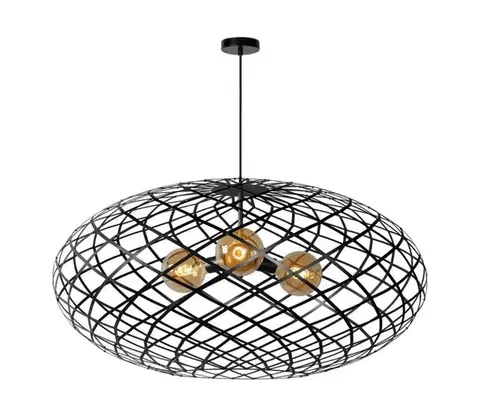 Svietidlá Lucide 21417/99/30 - Luster na lanku WOLFRAM 3xE27/60W/230V čierna 21417/99/30