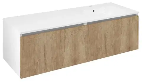 Kúpeľňový nábytok SAPHO - LOREA skrinka 140x46x51,5cm (70+70cm), pravá, dub alabama/biela matná LE070-2231-R-05