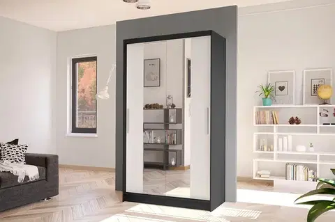 Šatníkové skrine Šatníková skriňa RICA 2 čierna/biela