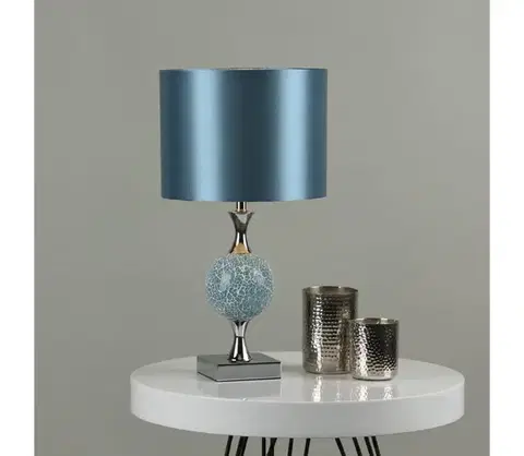 Lampy Där Lighting Där Lighting ELS4223 - Stolná lampa ELSA 1xE27/40W/230V modrá/lesklý chróm ELS4223