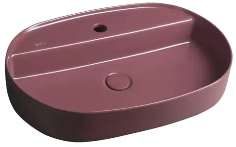 Umývadlá ISVEA - INFINITY OVAL keramické umývadlo na dosku, 60x40cm, matná Maroon Red 10NF65060-2R