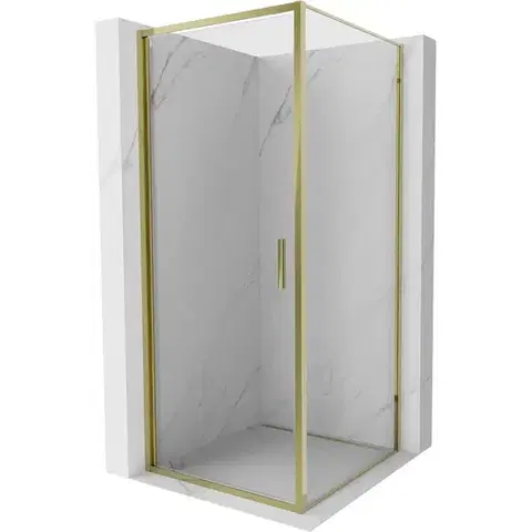 Sprchovacie kúty MEXEN/S - Exo sprchovací kút dvere krídlové 85 x 85, transparent, zlato 817-085-085-50-00