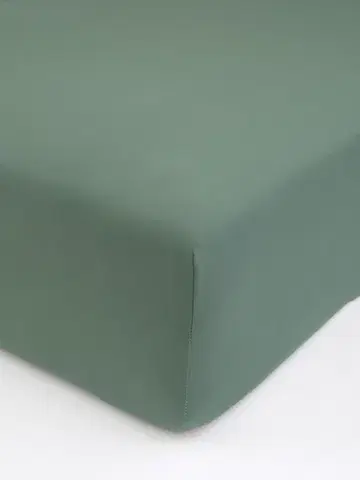 Plachty MKLozkoviny.sk Jersey prostěradlo s elastanem 180 × 200 cm – olivové
