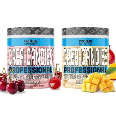 Kreatín Monohydrát 1+1 Zadarmo: Creatine Candies - Protein Nutrition 150 tbl. + 150 tbl. Cherry Lollipop + Mango