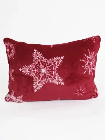Dekoračné obliečky MKLozkoviny.sk Obliečka na vankúš mikroplyš Exclusive 50 x 70 cm – Snehové vločky červené-  -
