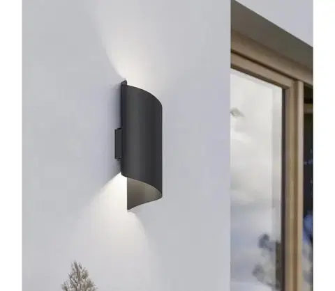 LED osvetlenie Eglo 902023 - LED Vonkajšie nástenné svietidlo MONTARELLO 2xLED/4W/230V IP44 čierna 902023