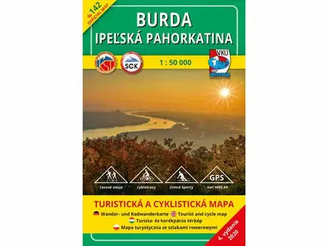 Turistika, skaly Burda - Ipeľská pahorkatina - TM 142 - 1: 50 000