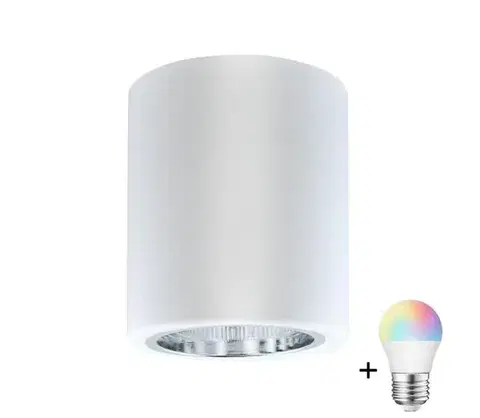Svietidlá  LED RGBW Stmievateľné bodové svietidlo JUPITER 1xE27/6,5W/230V pr. 9,8 cm biela SA0574+AI0818