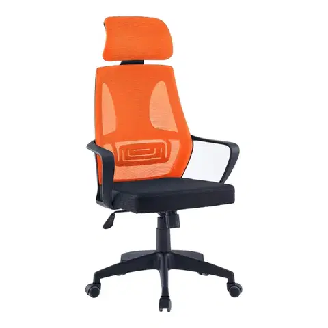 Kancelárske stoličky KONDELA Taxis New kancelárske kreslo čierna / oranžová