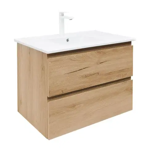 Kúpeľňový nábytok Kúpeľňová skrinka 2 zásuvková s umývadlom SAT B-Way 79x50x45 cm dub mat BWAY280OAKU4B2 BWAY280OAKU4B2